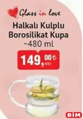 GLASS İN LOVE HALKALI KULPLU BOROSİLİKAT KUPA 480 ML